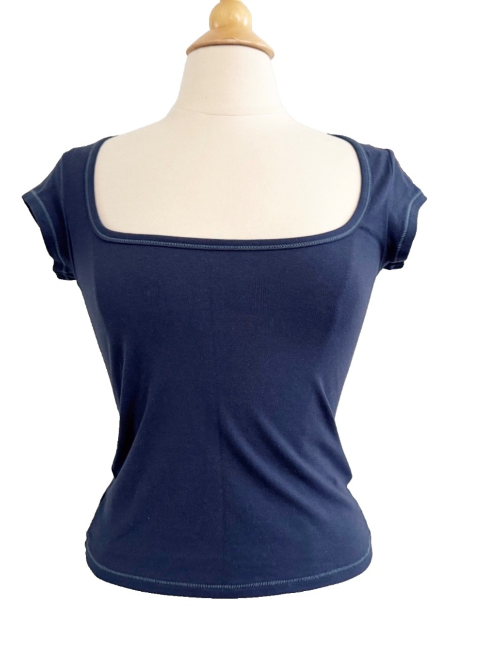 Skims Scoop Neck Short Sleeve T-Shirt Top Blouse Shirt Navy Blue Size Medium EUC